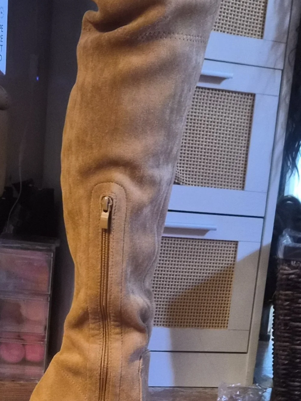 Over-the-Knee Suede Boots in Tan